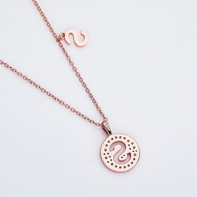 One Of The 26 Letters, S, Set With Top-quality Moissanite, Luxurious And Fashionable Light Luxury Trend Jewelry, Silver Necklace Pendant S925 Silver Electroplated Rose Gold