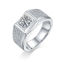 Men's 1-carat Luxury And Fashionable Light Luxury Jewelry Silver Ring Set With Top-quality Moissanite, S925 Silver-plated Platinum