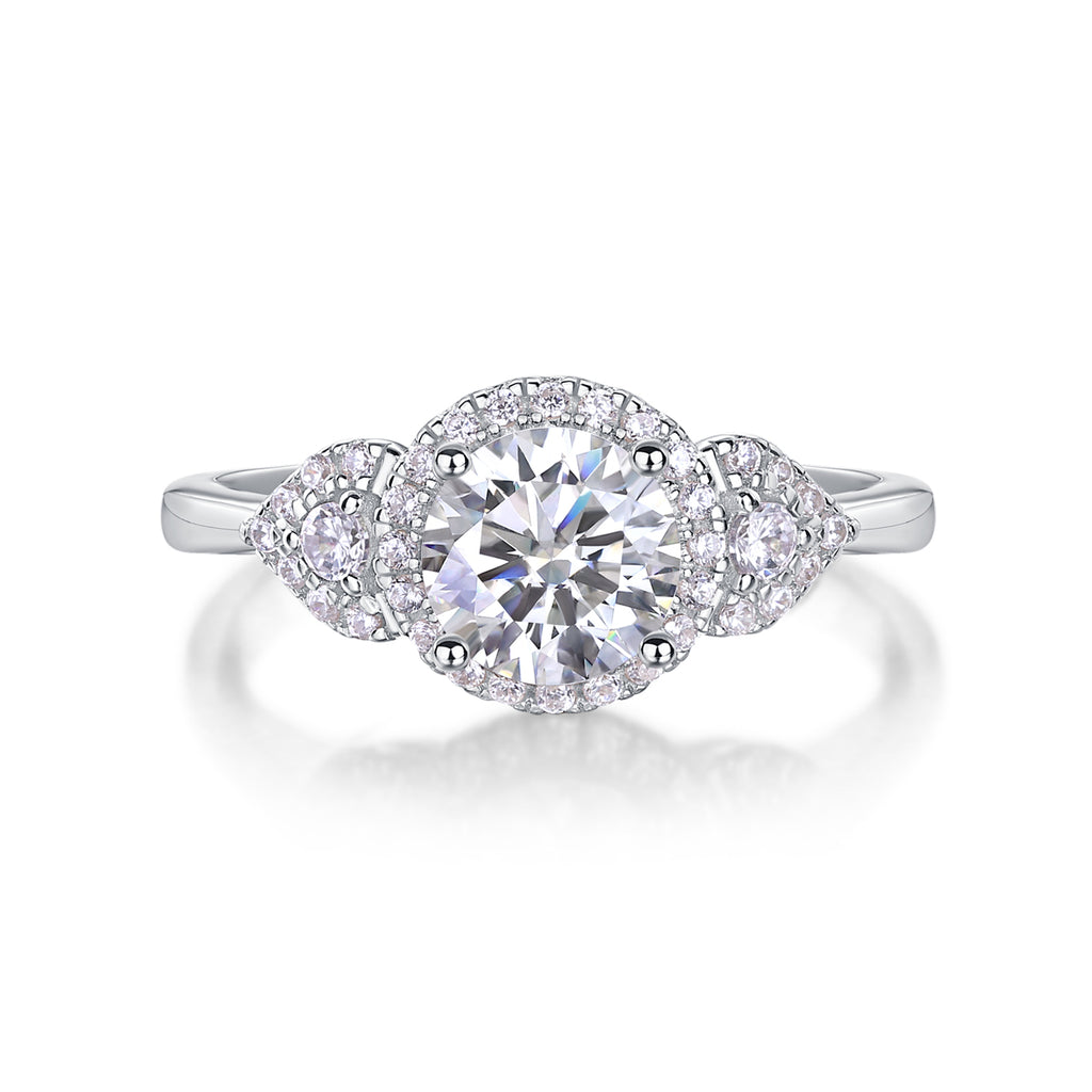 Light And Shadow - A Wedding Ring Set With Top-quality Moissanite S925 Silver And Platinum-plated Diamond Can Be Inspected With A Diamond Pen