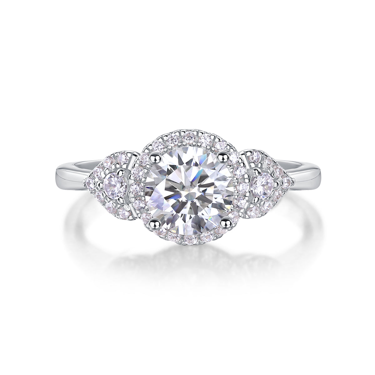 Light And Shadow - A Wedding Ring Set With Top-quality Moissanite S925 Silver And Platinum-plated Diamond Can Be Inspected With A Diamond Pen