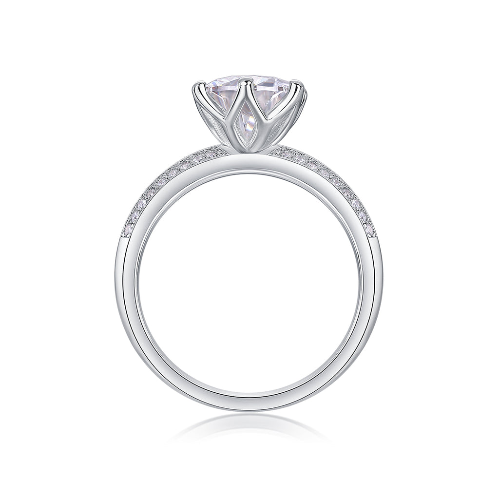 Happiness Like A Flower - A Wedding Ring Set With 1-carat Top-quality Moissanite S925 Silver And Platinum-plated Diamond. The Ring Can Be Tested With A Diamond Pen