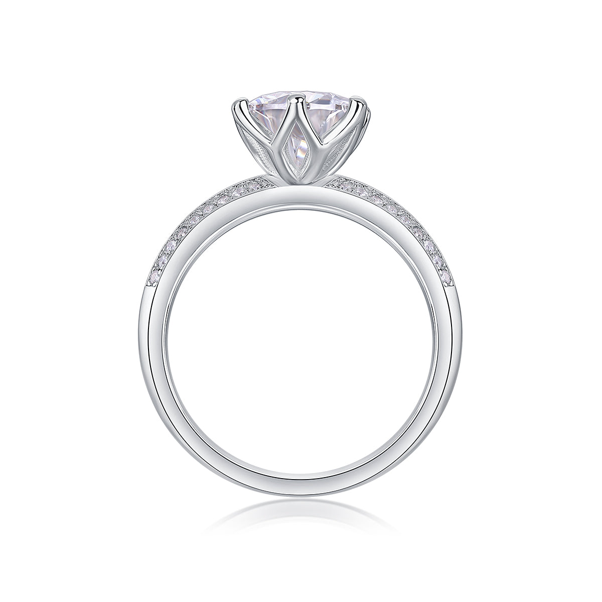 Happiness Like A Flower - A Wedding Ring Set With 1-carat Top-quality Moissanite S925 Silver And Platinum-plated Diamond. The Ring Can Be Tested With A Diamond Pen