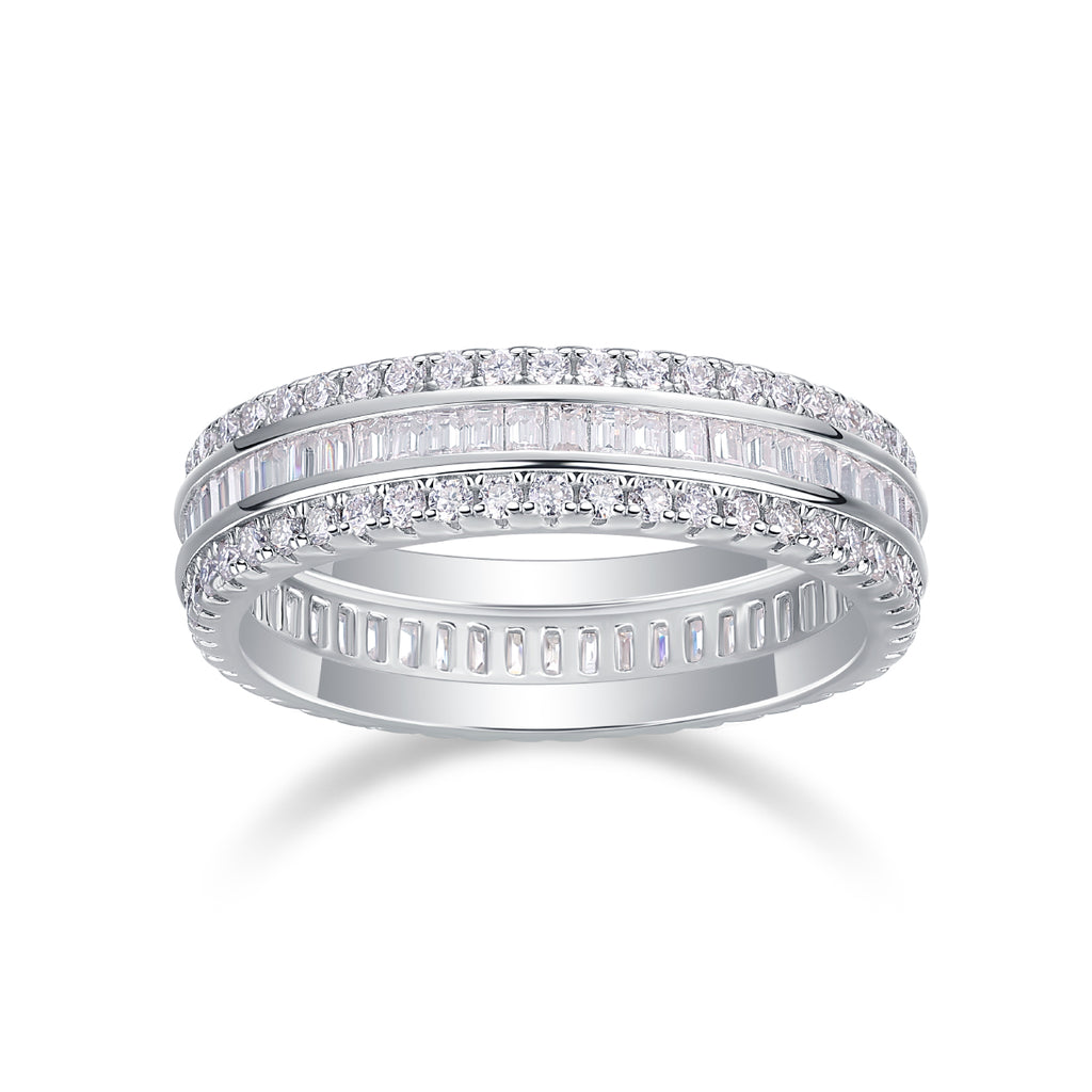 1Square Diamond Arrangement, Double Array Diamonds, Luxury Fashion Moissanite Silver Ring Prohibit TikTok sales