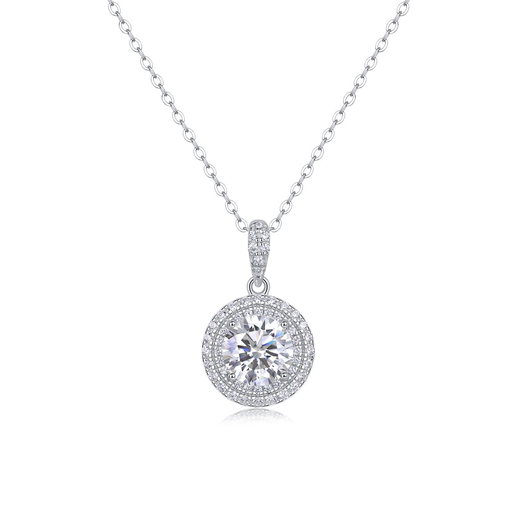 Sweetheart Halo - A Fashionable And Light Luxury Jewelry Pendant Necklace Set With Top-quality Moissanite, S925 Silver Plated Platinum