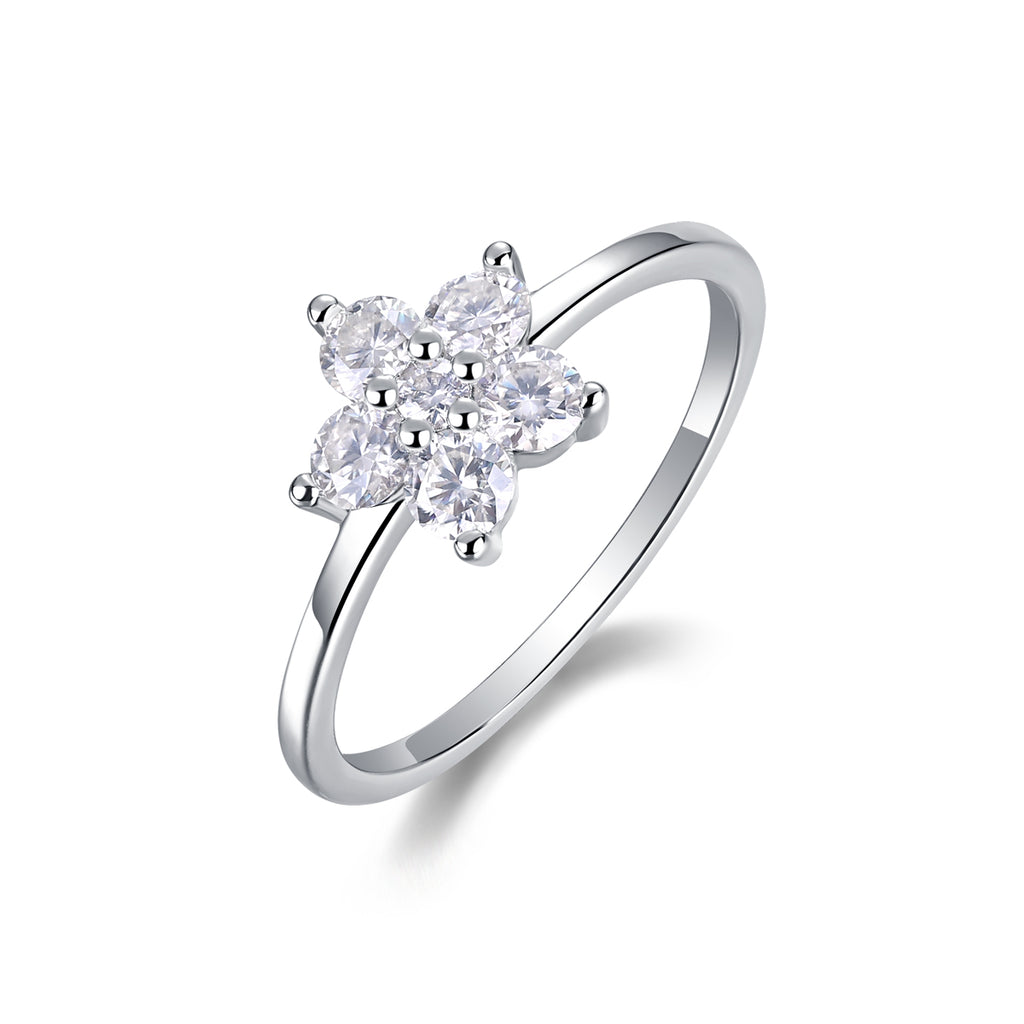 A Luxurious And Fashionable Light Luxury Jewelry Silver Ring Set With Top-quality Moissanite, S925 Silver Plated With Platinum