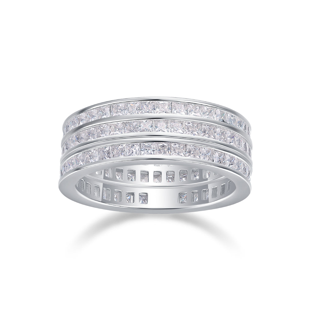 Unrestrained Growth - A Wedding Ring Set With Top-quality Moissanite S925 Silver And Platinum-plated Diamond Can Be Tested With A Diamond Pen