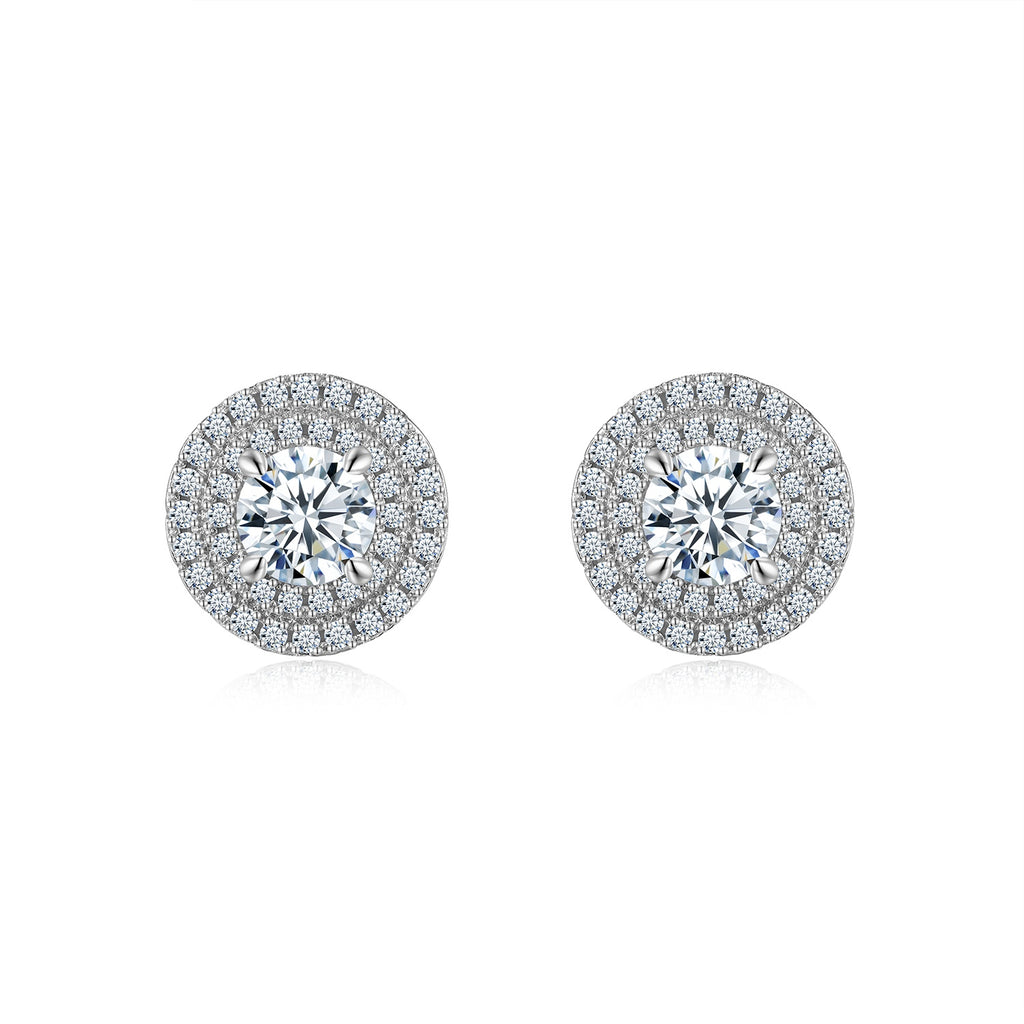 A Luxurious And Fashionable Minimalist Jewelry Earring Set Featuring A 0.5-carat Top-quality Morganite, Made Of S925 Silver Electroplated With Platinum.