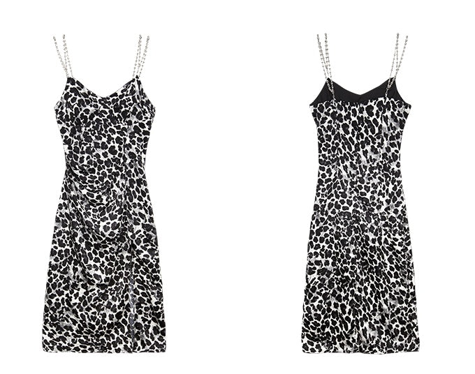 Dark Sexy Leopard Print Suspender Dress