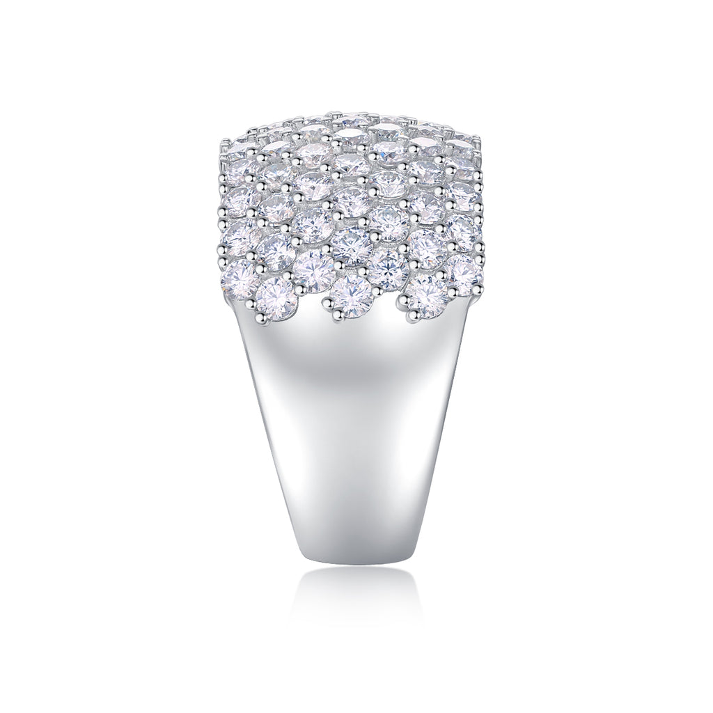 Dynamic And Dazzling - A Wedding Ring Set With Top-quality Moissanite S925 In Silver And Platinum-plated. The Ring Can Be Inspected With A Diamond Pen