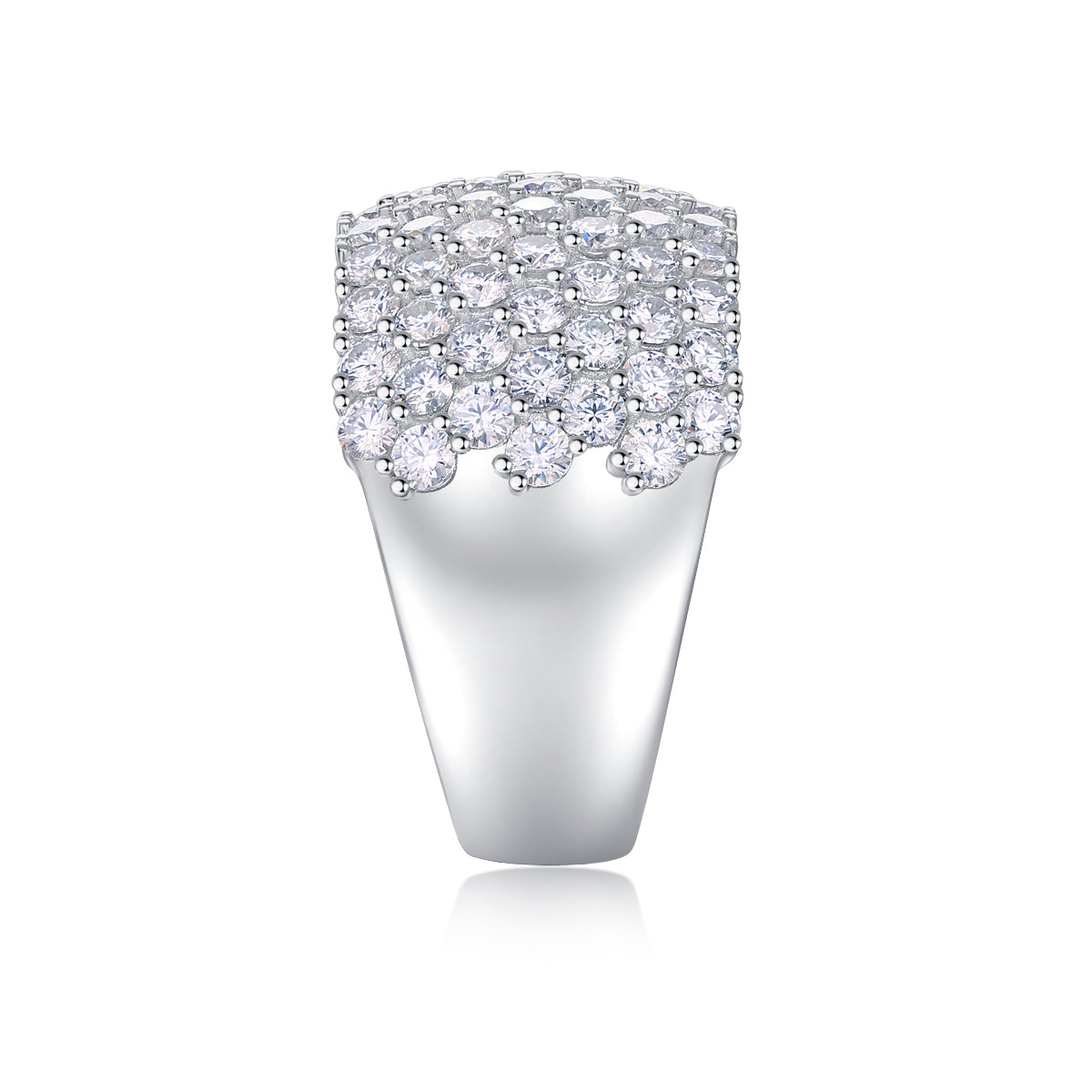 Dynamic And Dazzling - A Wedding Ring Set With Top-quality Moissanite S925 In Silver And Platinum-plated. The Ring Can Be Inspected With A Diamond Pen
