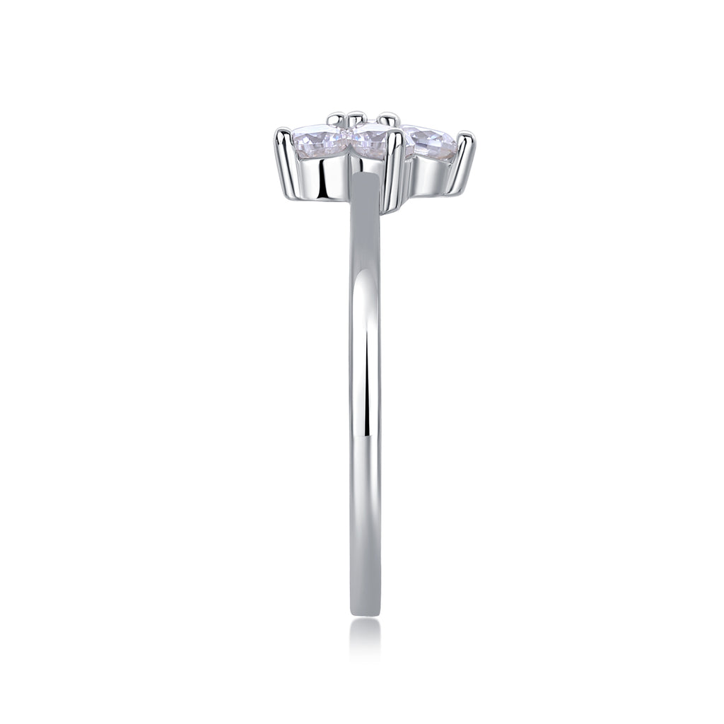 A Luxurious And Fashionable Light Luxury Jewelry Silver Ring Set With Top-quality Moissanite, S925 Silver Plated With Platinum