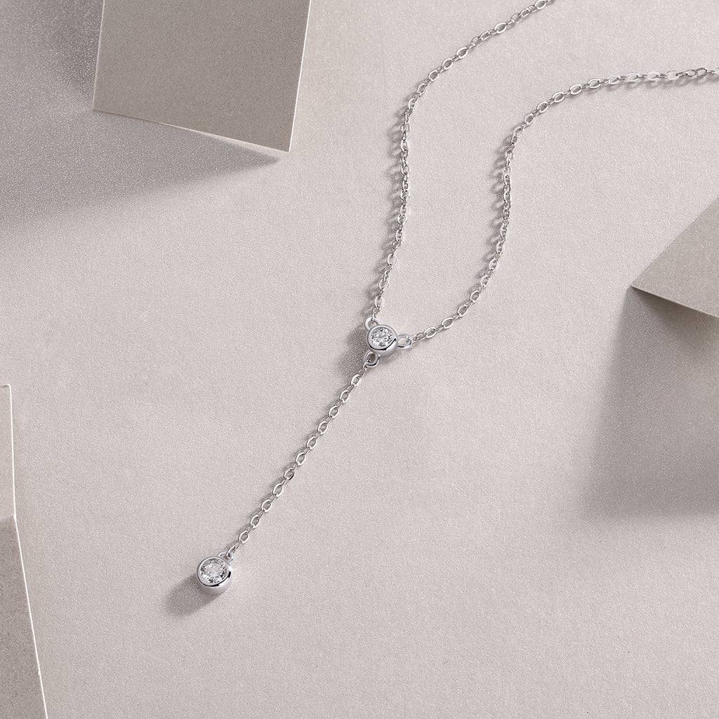 Tassel Necklace - A Fashionable And Light Luxury Jewelry Pendant Necklace Set With Top-quality Moissanite, S925 Silver Plated With Platinum