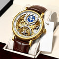 New KINYUED genuine automatic leather men's watch watches hollow mechanical watches travel time accurate