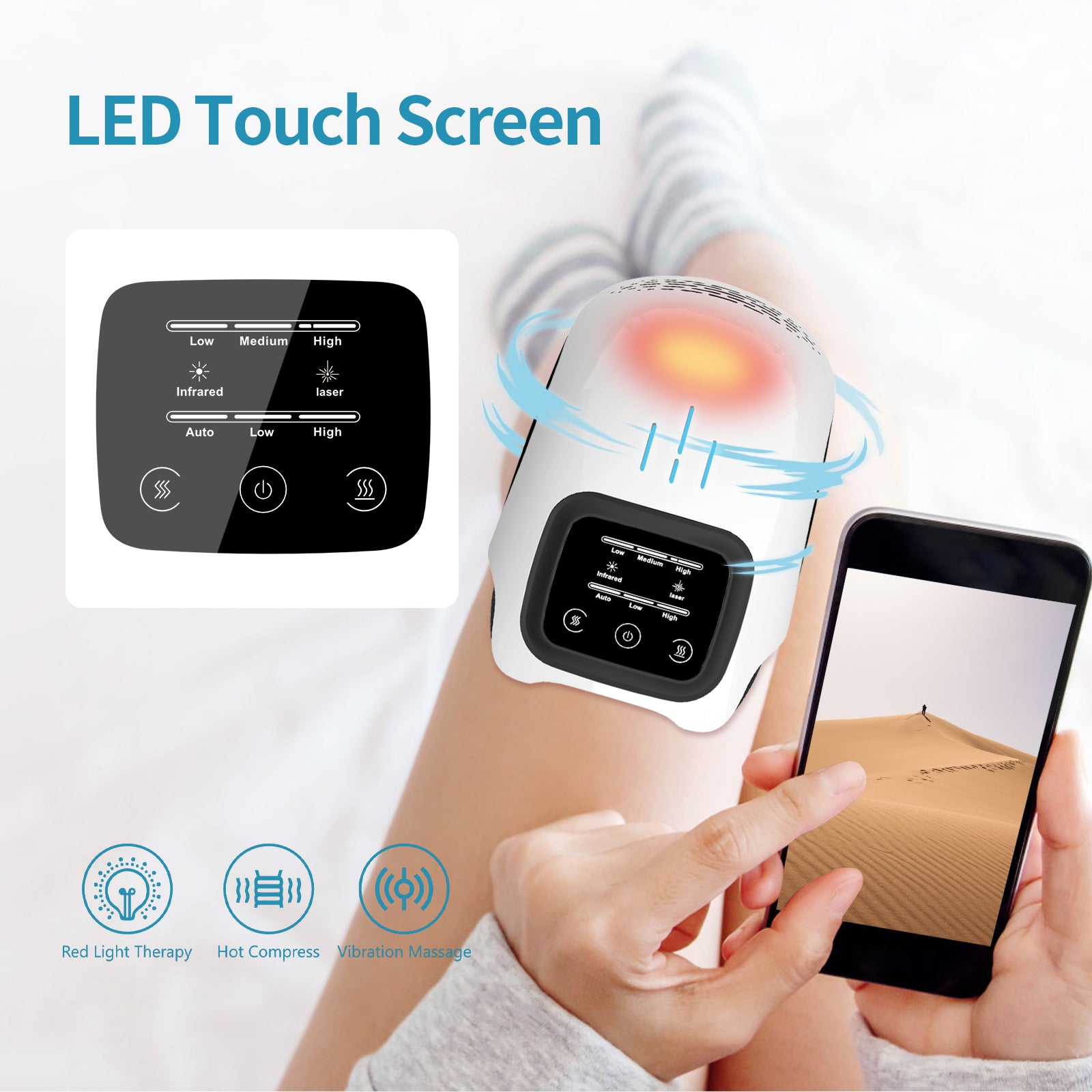 Intelligent Home Use Electric Intelligent Kneading Heating Knee Massager Rechargeable Pain Relief Infrared Laser Vibration Knee Massager