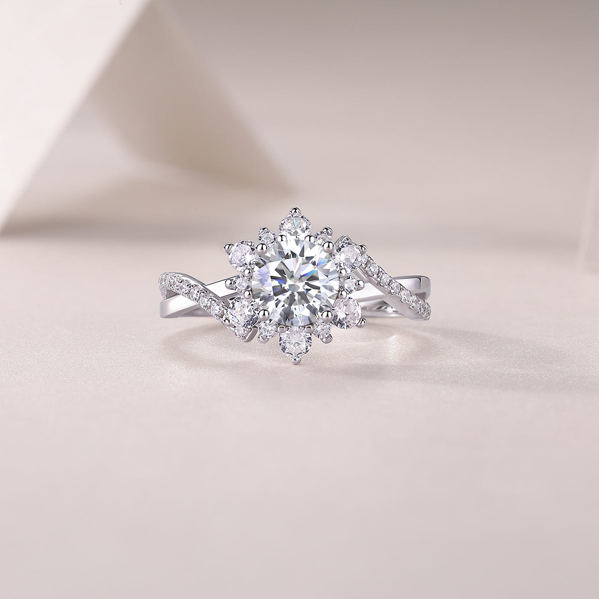 Hidden Poetry - A Wedding Ring Set With 1-carat Top-quality Moissanite S925 Silver And Platinum-plated Diamond Can Be Inspected With A Diamond Pen