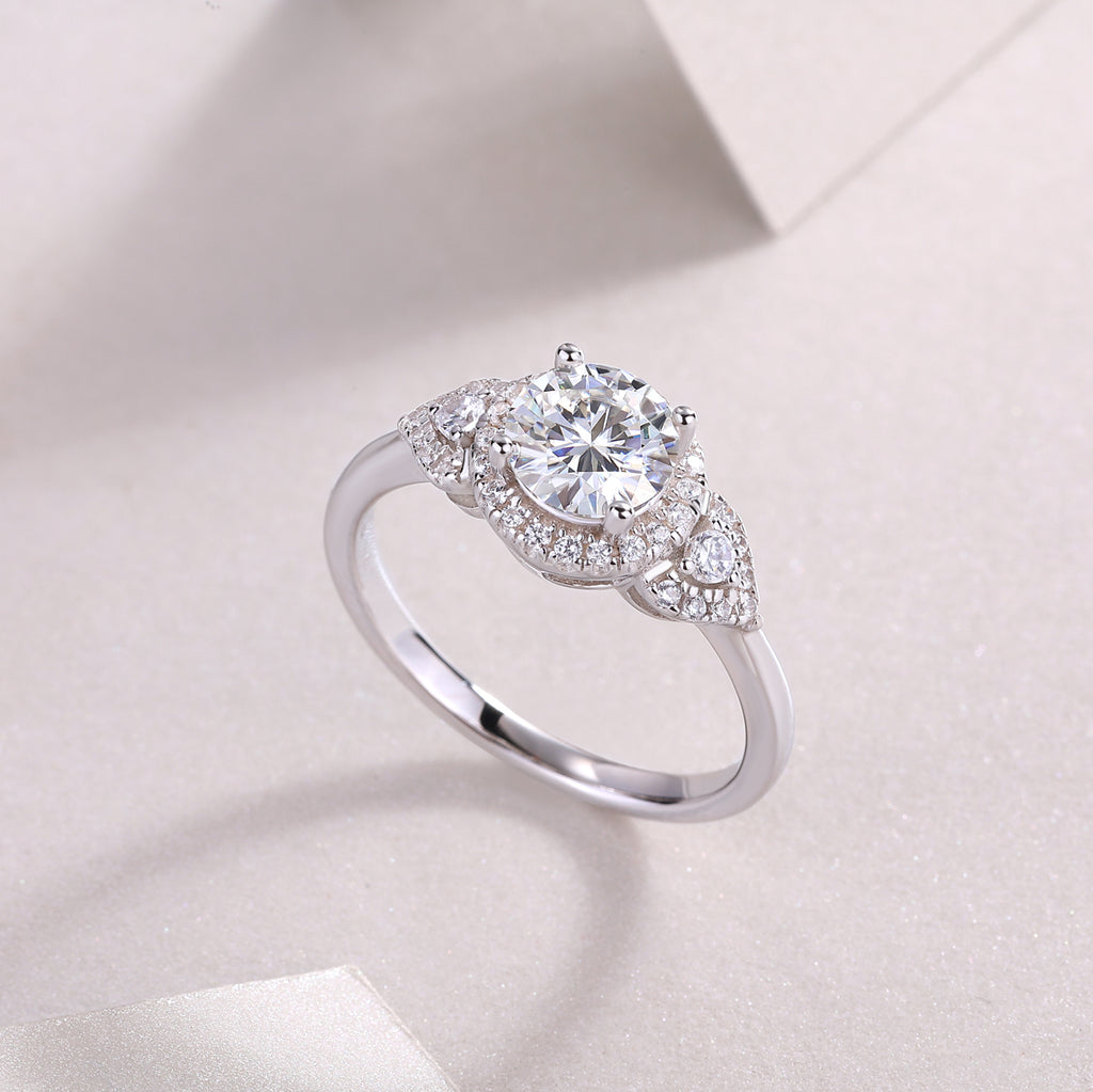 Light And Shadow - A Wedding Ring Set With Top-quality Moissanite S925 Silver And Platinum-plated Diamond Can Be Inspected With A Diamond Pen