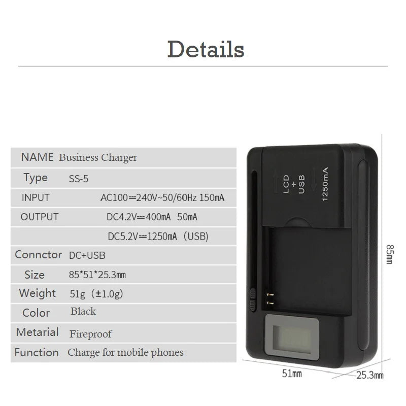 Brand New Universal Mobile Battery Charger EU US Plug LCD Indicator Screen Charging USB-Port Adapter Cell Phone Chargers