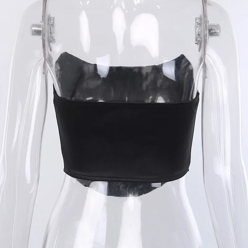 Sleeveless Off Shoulder Fashion Sexy Corset Crop Tops Vest Female Underwear Backless Bustier Top Solid