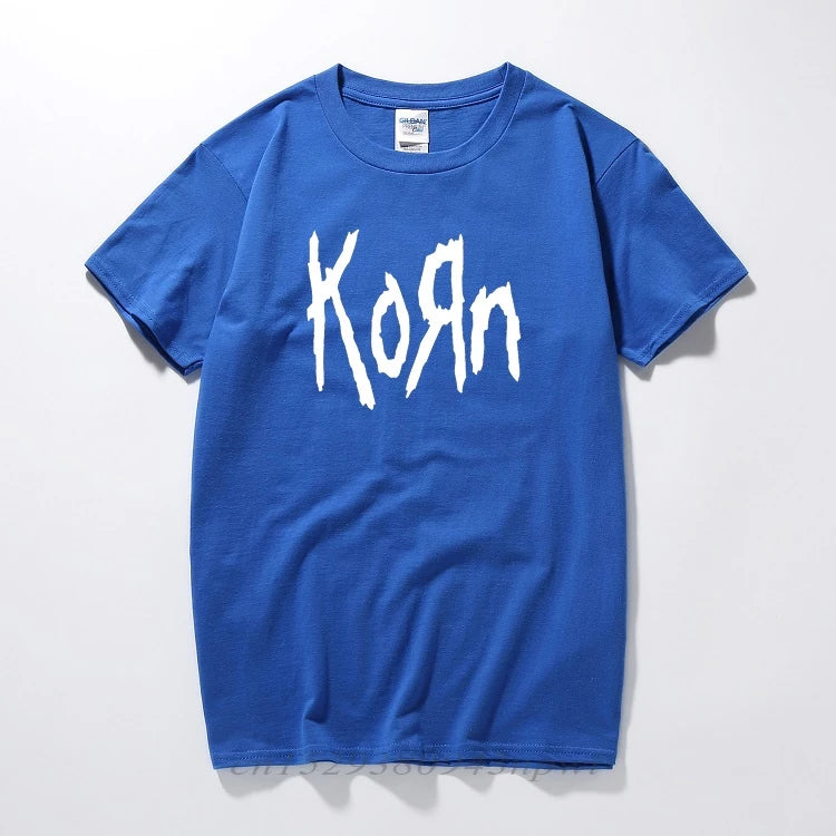 Free Shipping mens t shirts fashion short sleeve Korn Rock band Letter T Shirt Cotton High Street Tee Shirts Plus Size