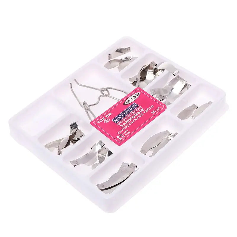 36 pcs Dental Saddle Contoured Metal Matrices Universal with Spring Clip G8TC
