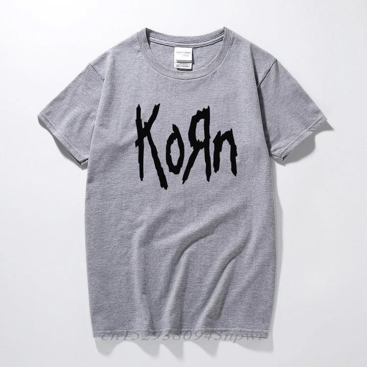 Free Shipping mens t shirts fashion short sleeve Korn Rock band Letter T Shirt Cotton High Street Tee Shirts Plus Size