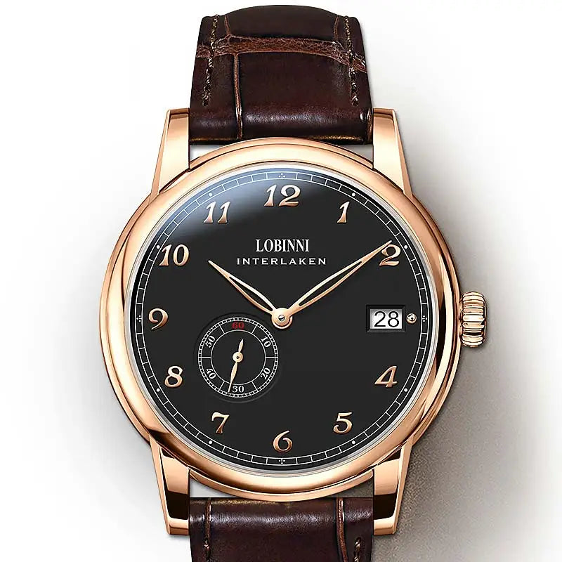 Lobinni Switzerland Luxury Brand 2021 New Products Mens Watch Mini Rotor Movement Watch Super Thin Automatic Mechanical Watch