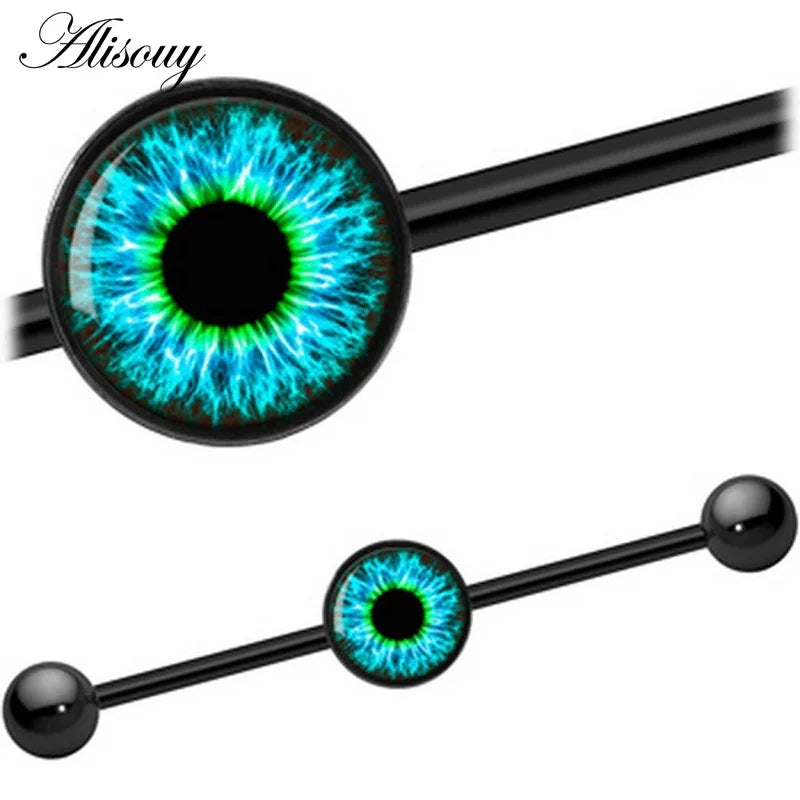 Alisouy 1PC Surgical Steel Industrial Barbell Piercing Tragus Cartilage Earrings Ear Stud Bar Barbell Orelha Body Jewelry