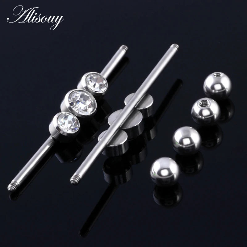 Alisouy 1PC Surgical Steel Industrial Barbell Piercing Tragus Cartilage Earrings Ear Stud Bar Barbell Orelha Body Jewelry