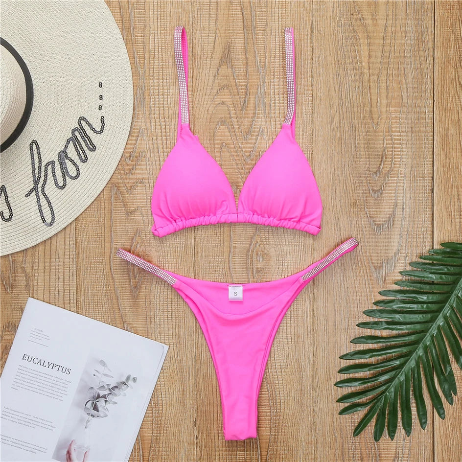 Sexy Thong Bikini 2026 Push Up Black White Micro Bikinis Set Swimwear Female Swim Summer Beach Wear Swimsuit Women Bathing Suit