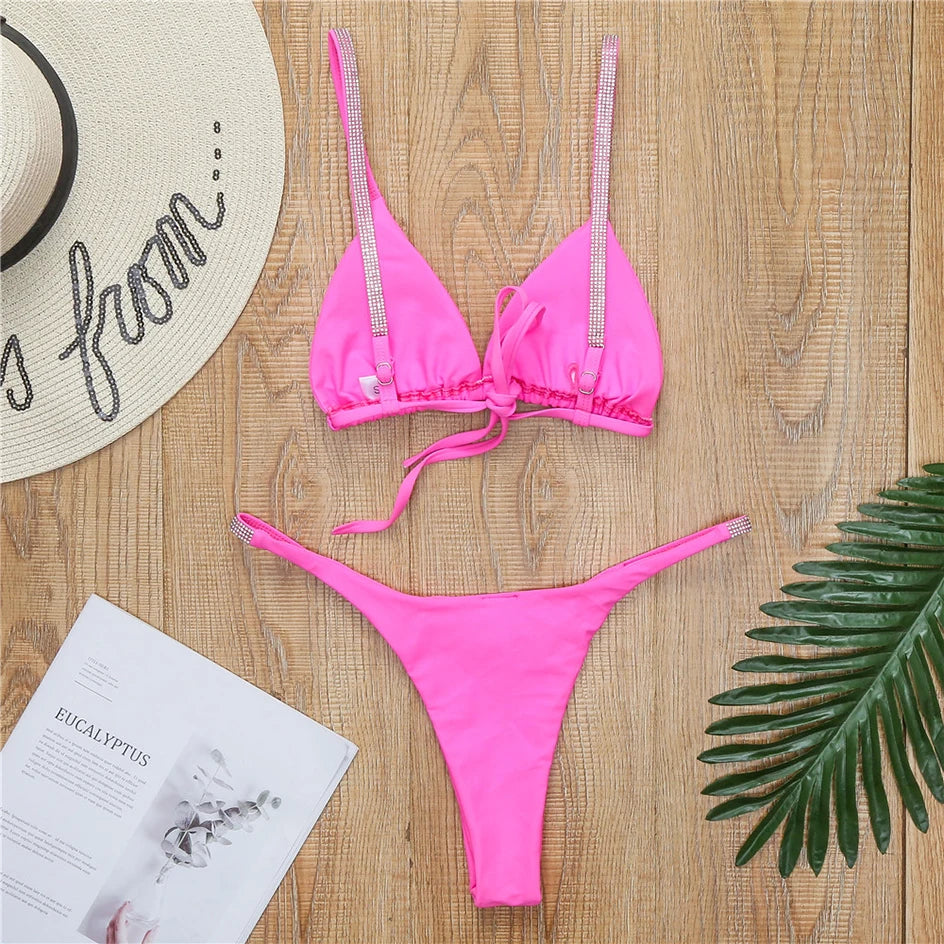 Sexy Thong Bikini 2026 Push Up Black White Micro Bikinis Set Swimwear Female Swim Summer Beach Wear Swimsuit Women Bathing Suit