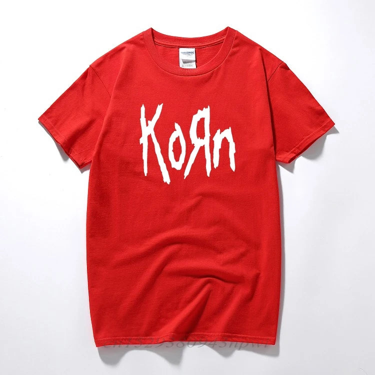 Free Shipping mens t shirts fashion short sleeve Korn Rock band Letter T Shirt Cotton High Street Tee Shirts Plus Size