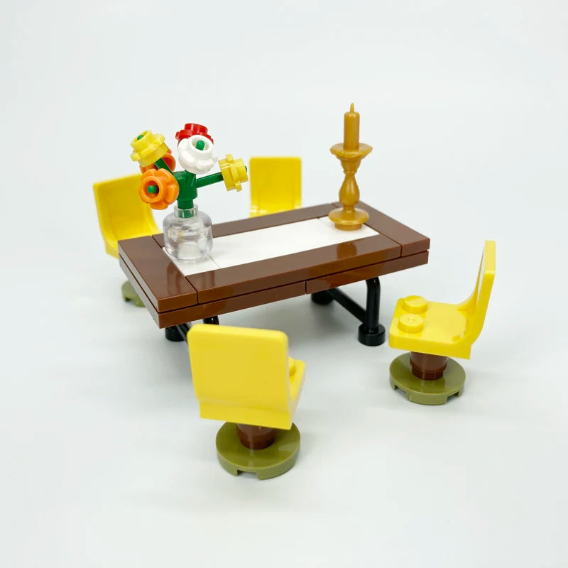 MOC House Furniture Building Blocks City Kitchen Accessories DIY Toys Bed Sofa Piano Bricks Parts Toys for Kids Boys Gifts