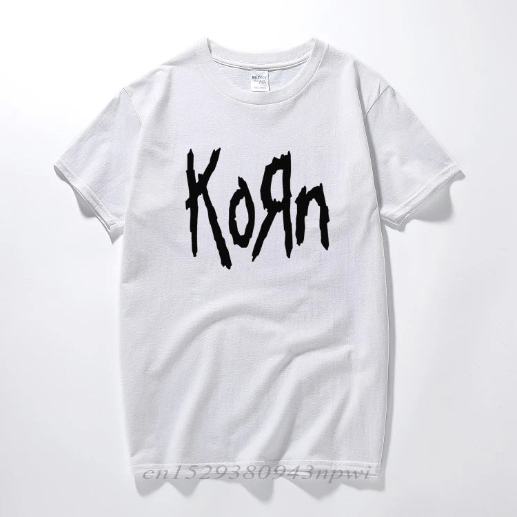 Free Shipping mens t shirts fashion short sleeve Korn Rock band Letter T Shirt Cotton High Street Tee Shirts Plus Size