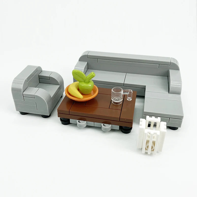 MOC House Furniture Building Blocks City Kitchen Accessories DIY Toys Bed Sofa Piano Bricks Parts Toys for Kids Boys Gifts