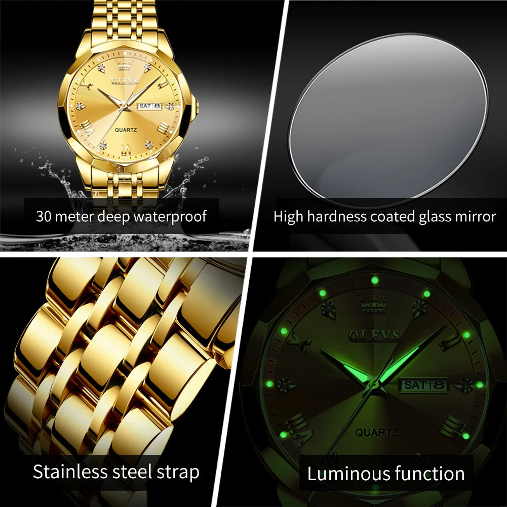 OLEVS 9931 Top Brand Men's Watches Calendar Waterproof Stainless steel Luminous Watch Business Men Wristwatch