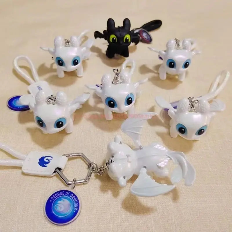 New Potdemiel How To Train Your Dragon Toothless Night Fury & Light Fury Keychain Cute Teeth Luminous Eyes Charm Bag Decor Gifts