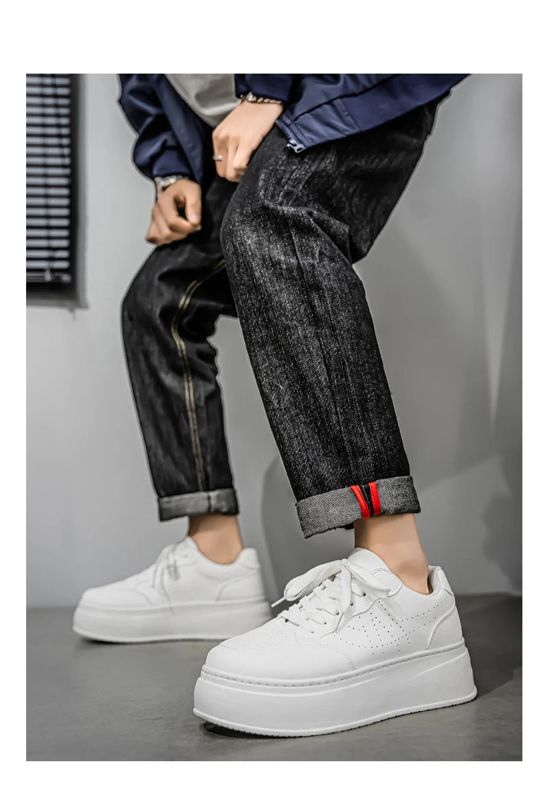 Spring Men's Shoes, New Breathable White Sneakers, Versatile Thick-soled Height-increasing Sports Shoes, and Casual Sneakers