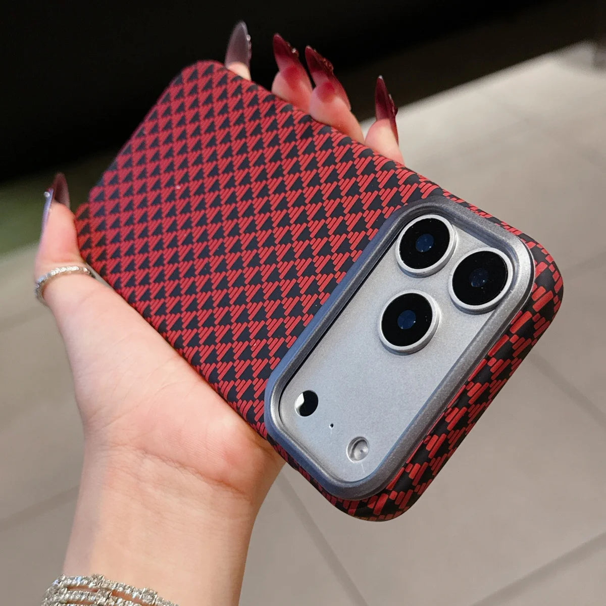 Carbon Fiber Kevlar Texture Phone Case For iPhone 17 Air 16 15 14 Plus 13 12 Pro Max 16E Metal Camera Frame Hard Plastic Cover