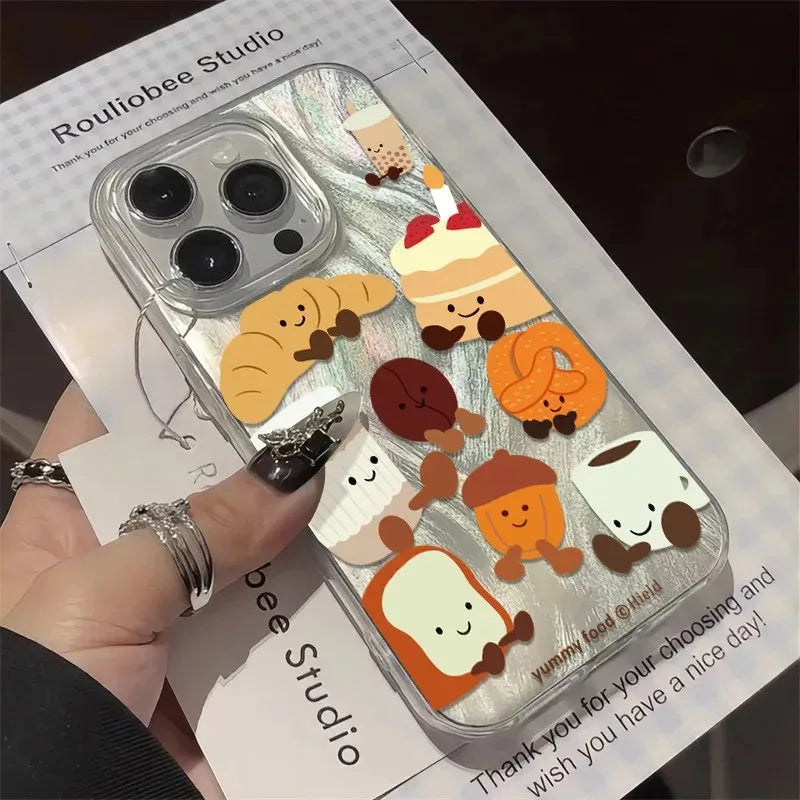 Delicious Dessert Bread Phone Case For iPhone 17 Pro Max Air 16 15 14 13 Pro Max 12 11 XS XR X Plus Fashion Cartoon Hard Cover