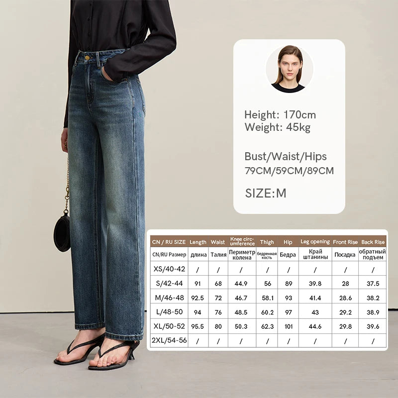 Amii Women's Jeans 2026 Summer New Mid Low Rise Cotton Stretch Denim Tapered Pants Embroidered Casual Woman Trousers 12641114