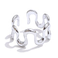 Yhpup Minimalist Stainless Steel Metal Irregular Open Adjustable Ring for Women Rust Proof Distinctive Jewelry 2025