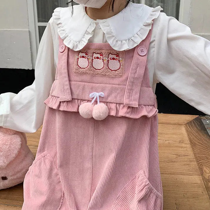 Sweet Kawaii Casual Pink Fashion Harajuku Cargo Harem Pants Women Bow Girls Overalls Streetwear Vintage Cute Jumpsuit