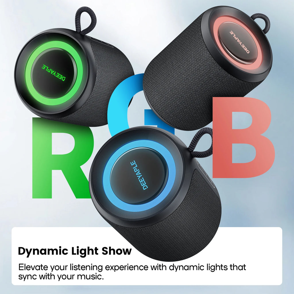 WISETIGER DEEYAPLE P1S Black 15W Mini Portable Sound Box IPX7 Waterproof Bass Boost TWS Dual Pairing BT5.3 Wireless Speaker