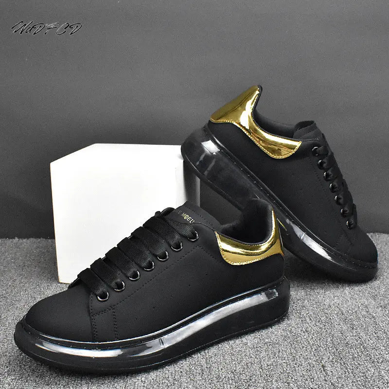 Sneakers Casual Men Air Cushion White Shoes Fashion Microfiber Leather Breathable Increased Internal Flat Platform Board Shoes