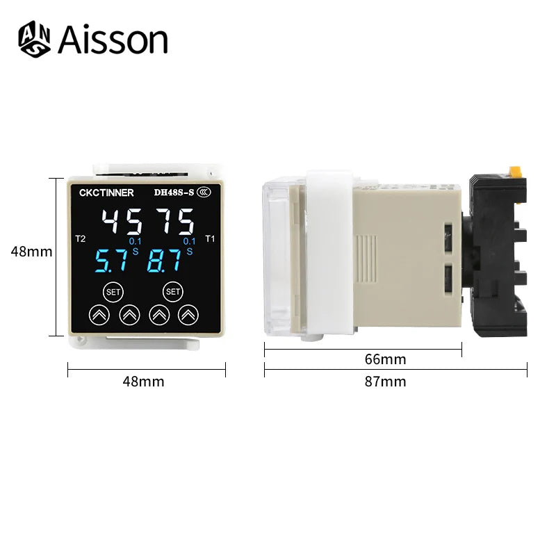 New DH48S Digital Delay Time Relay Precision Programmable Cycle DH48S-S 1Z 2Z Series AC220V DC24V DC12V With Socket Base