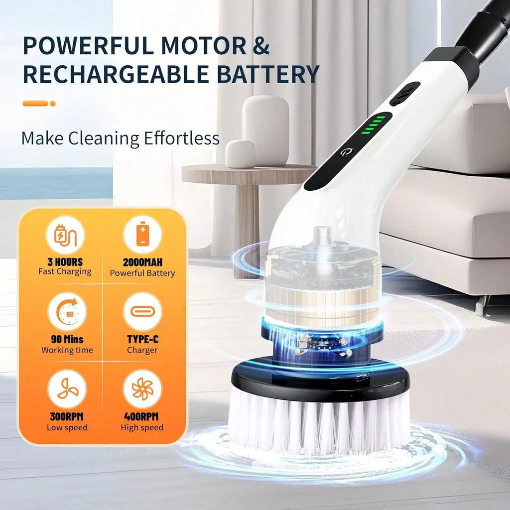 9-in-1 Electric Cleaning Brush Electric Spin Cleaning Scrubber Electric Cleaning Tools Parlour Kitchen Bathroom Cleaning Gadgets