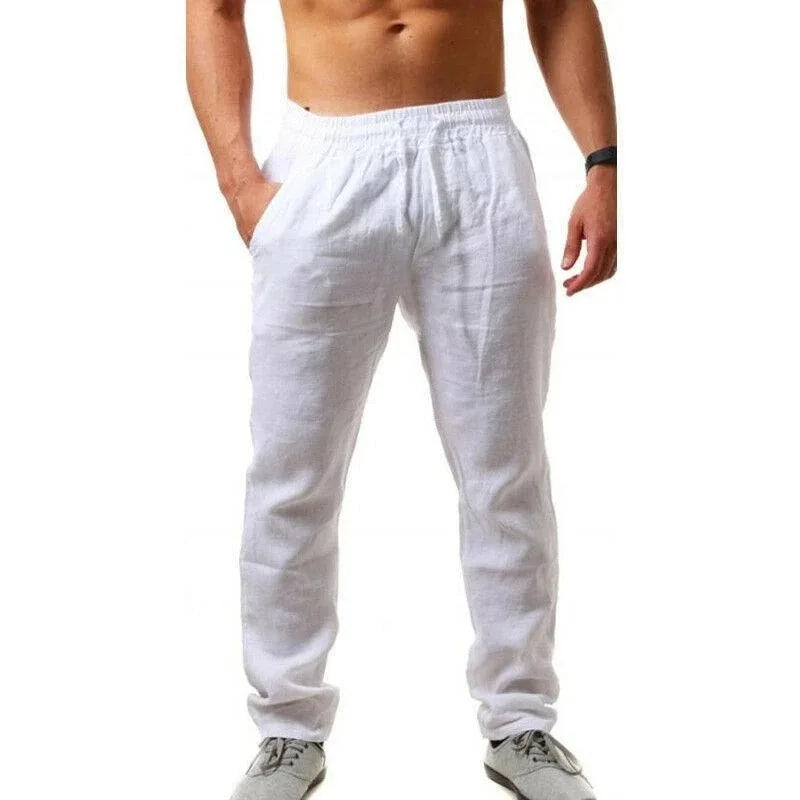 2025 new men's cotton and linen pants, loose and cool casual pants, elastic waist pants, casual oversized street wear, lightweig
