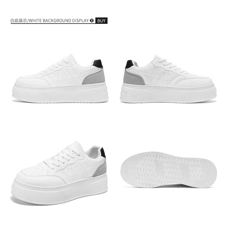 Spring Men's Shoes, New Breathable White Sneakers, Versatile Thick-soled Height-increasing Sports Shoes, and Casual Sneakers