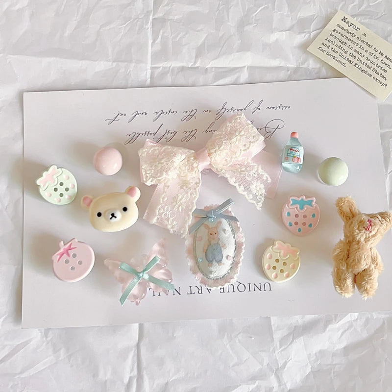 New Cute Pink Bowknot Pink Bear Shoe Charms Removable Accessories Suitable for Sandals Garden Shoes Xmas Gifts