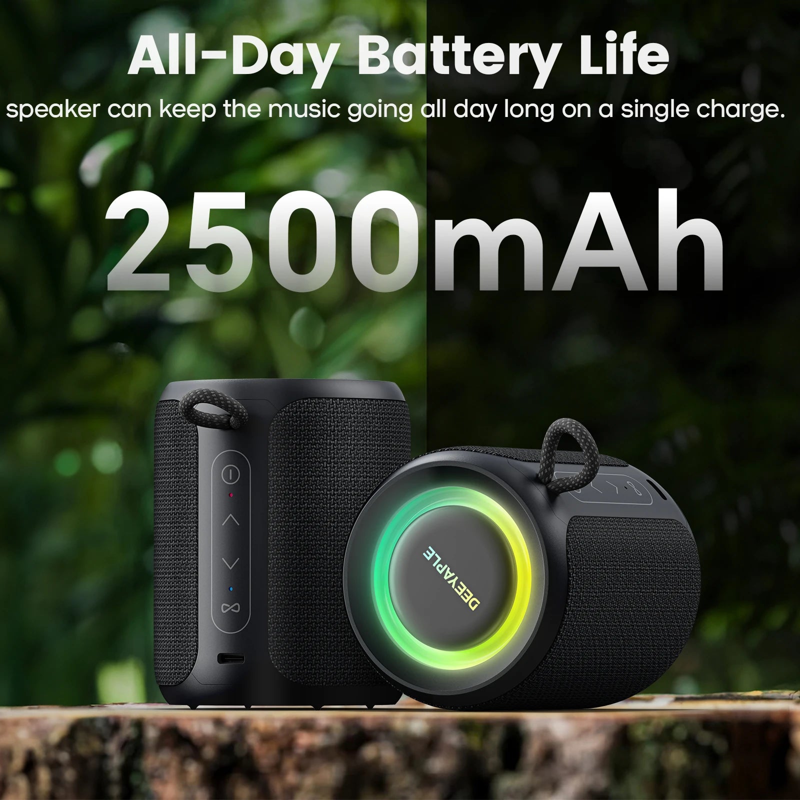 WISETIGER DEEYAPLE P1S Black 15W Mini Portable Sound Box IPX7 Waterproof Bass Boost TWS Dual Pairing BT5.3 Wireless Speaker